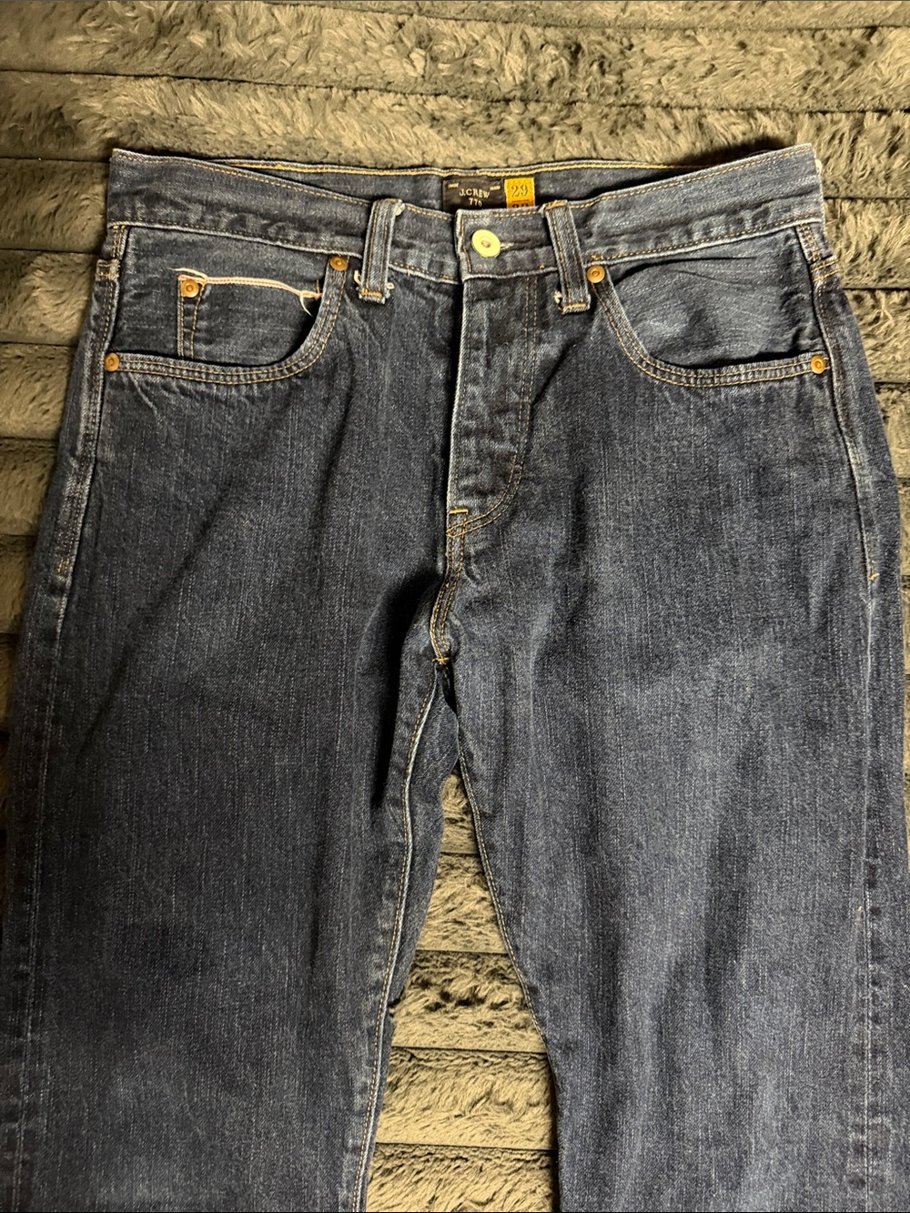 J. Crew 770 button fly Red Stripe Men’s Dark Blue Straight-Leg Jeans